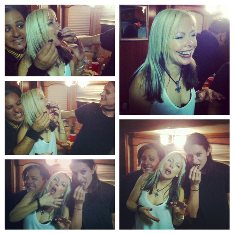 Enjoying the fantastic cake!